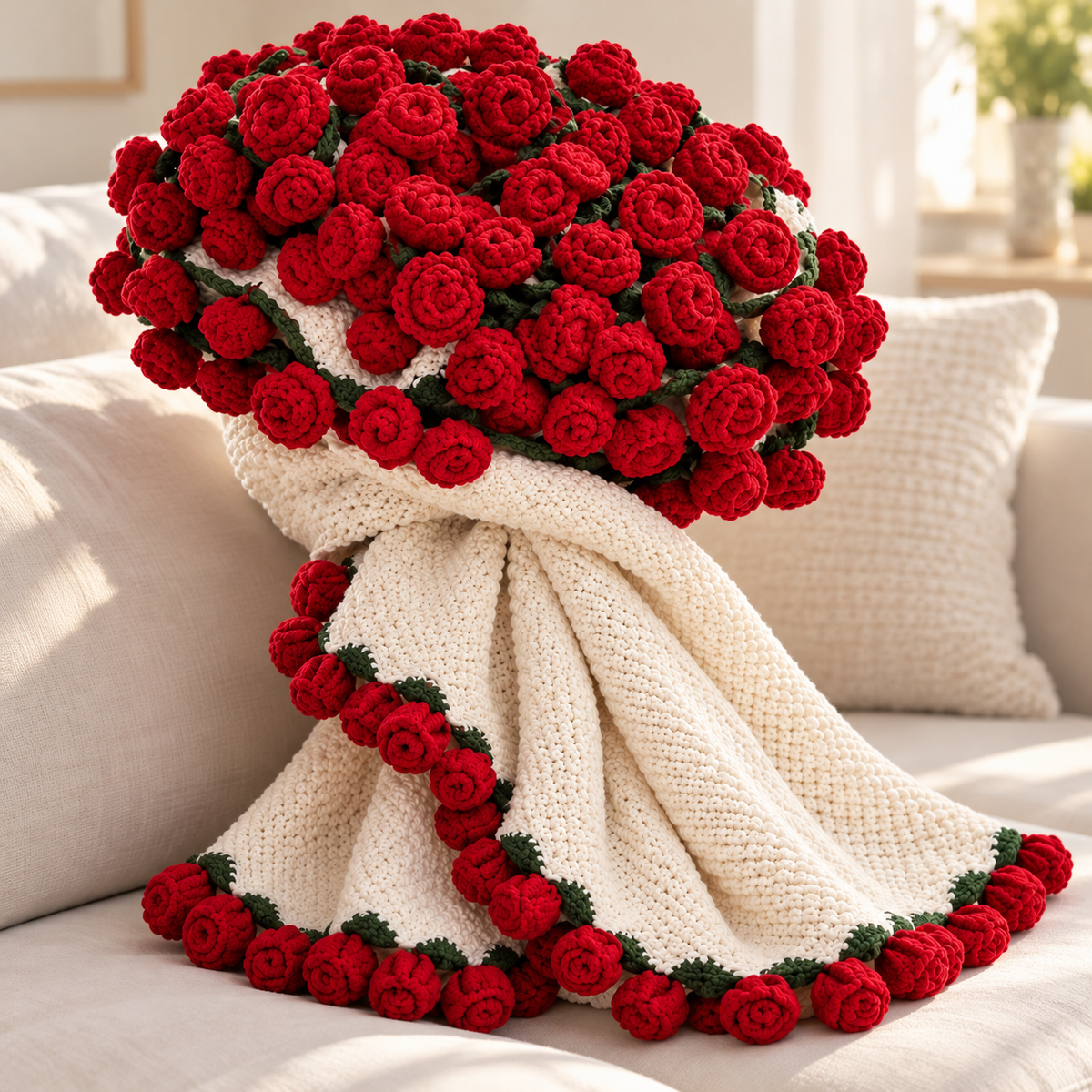 The Blanket That Becomes a Rose Bouquet